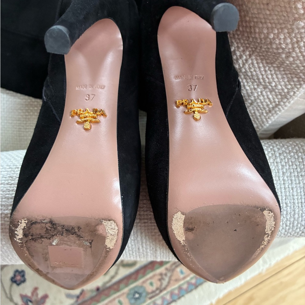 Prada Black Suede Boots - Size 37 - Picture 4 of 5